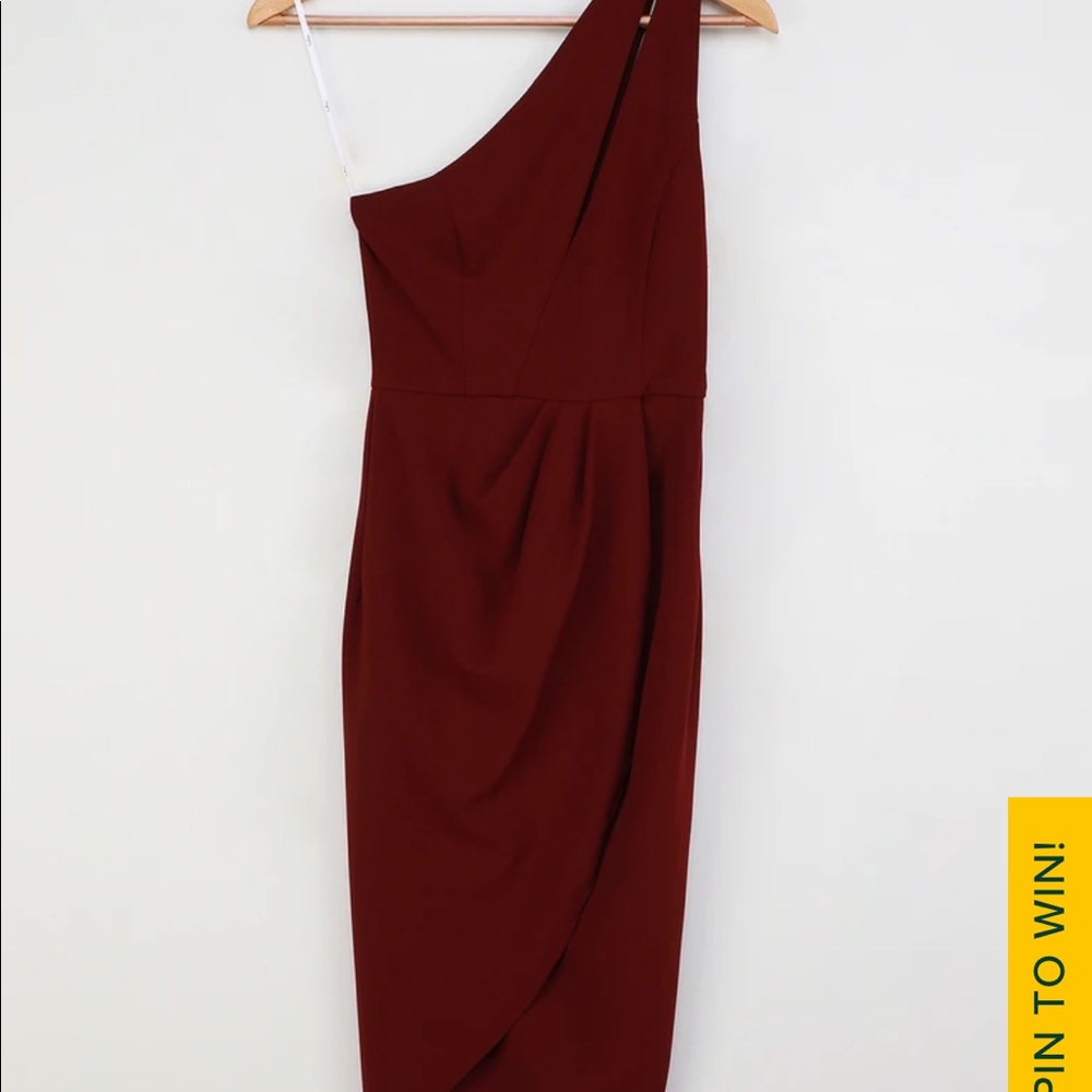 Lulu’s So Flirty Burgundy One-Shoulder Cutout Asymmetrical Dress
